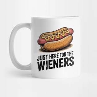 Just Here For The Wieners Funny 4th of July Hot Dog USA Mug